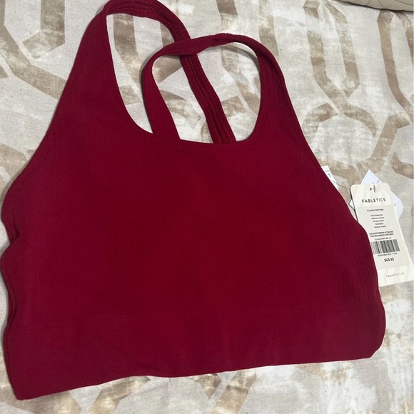 Fabletics Ella SculptKnit Bra Burgundy Large NWT -perforated - Picture 5 of 8